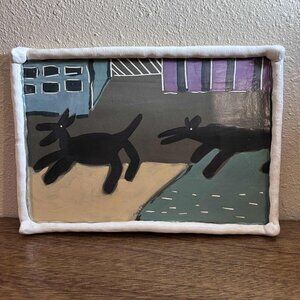 Hand Painted Dog Ceramic Platter by Oregon Artist Jennifer Guske
